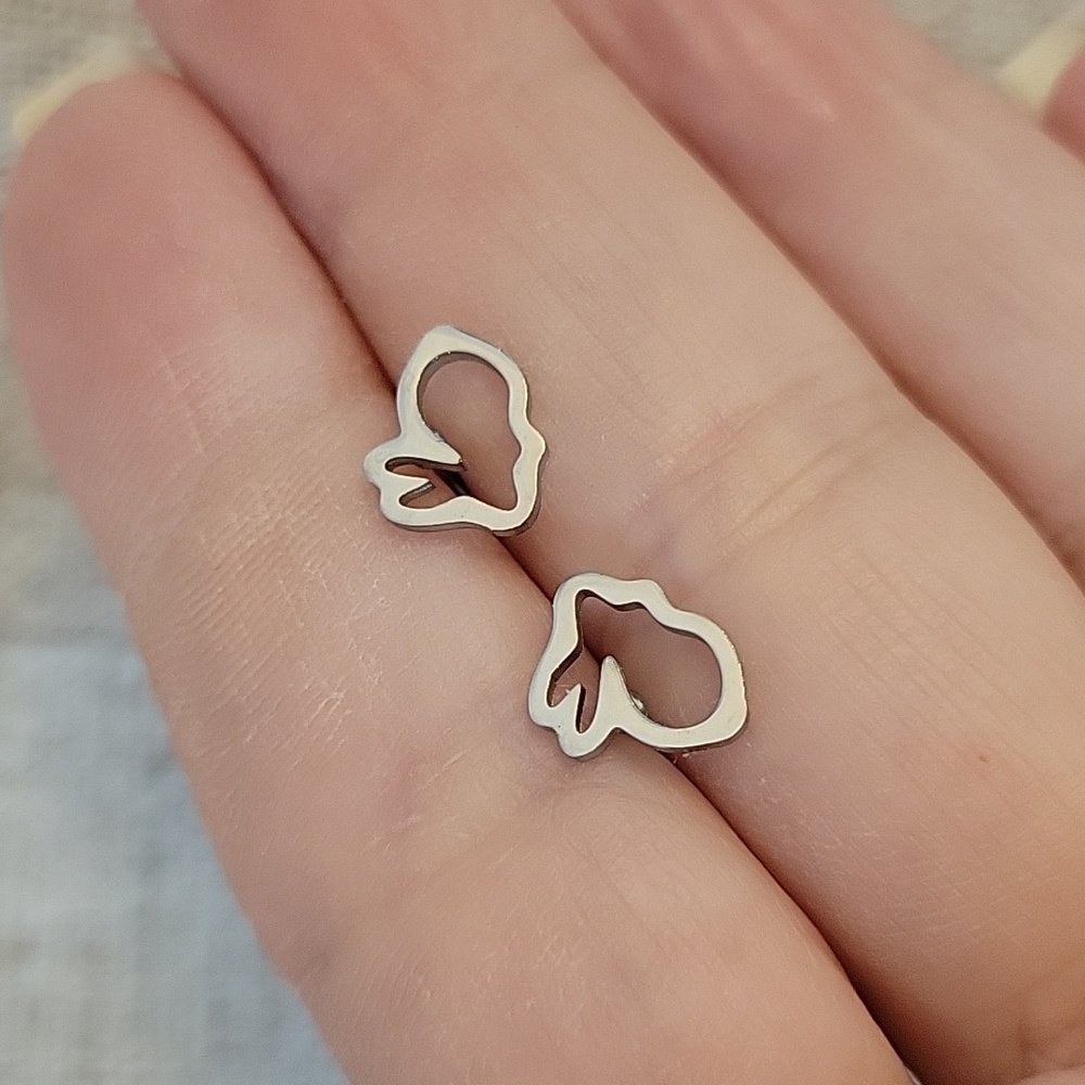Silver Bunny Stud Earrings - Picture 3 of 5